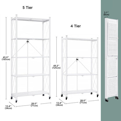 Viva Essentials Collection: 5-Layer White Foldable Metal Storage Rack