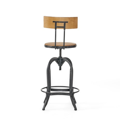 Viva Elite Adjustable Swivel Bar Stool with Fir Wood Seat