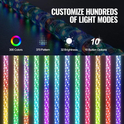 2 Pcs 3FT LED Whip Light with Spring Base – Ultimate RGB Chasing Lights for UTVs, ATVs, and More!