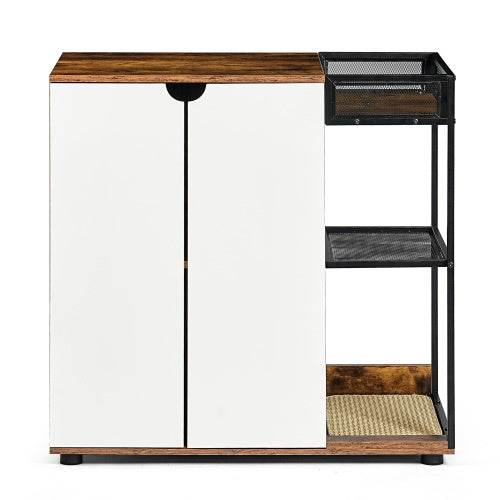Viva Atelier Haven Rustic Brown Dual-Cat Litter Box Enclosure
