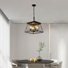 Viva Elite Farmhouse Chandelier - 4-Light Vintage Pendant with Walnut & Black Finish