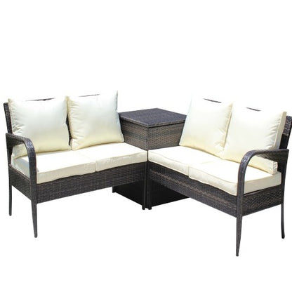 Brown 3-Piece Patio Sectional with Storage | Viva Capri