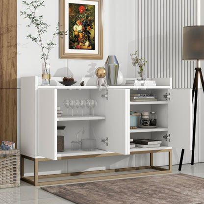 Modern White 4-Door Sideboard with Gold Legs | Viva