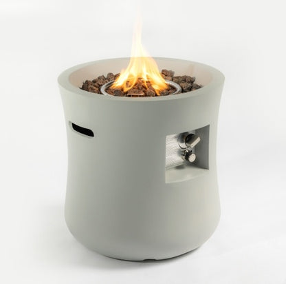 Outdoor Propane Fire Pit Table - Modern 20-Inch Round Graphite Base with Waterproof Cover & Free Lava Rocks