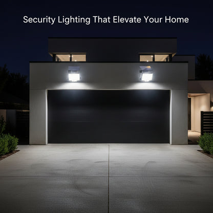 Solar-powered outdoor light fixture with remote control on a white background