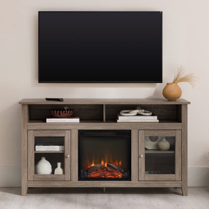 Viva Hearth Collection: Classic Glass Door Fireplace TV Stand