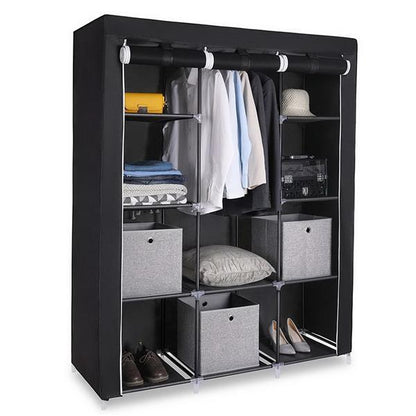4-Tier 10-Compartment Nonwoven Wardrobe, Black | Viva
