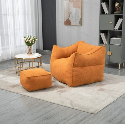 Orange High-Back Bean Bag Chair & Ottoman | Viva Celeste