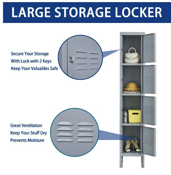 Viva Atelier Argent Industrial Metal Lockers with Locks