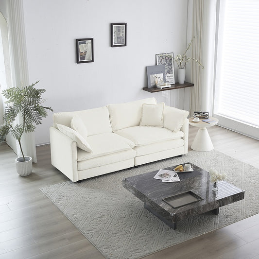 Viva Allegra Modern Fabric Double Sofa with 4 Pillows
