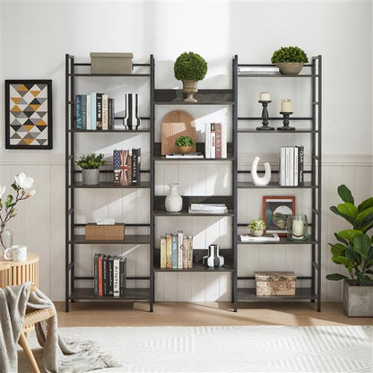 Modern Dark Grey Open Bookshelves | Stylish & Spacious Storage Solution