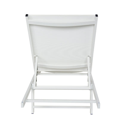 Salton White Adjustable Chaise Lounge, Metal & Mesh | Viva