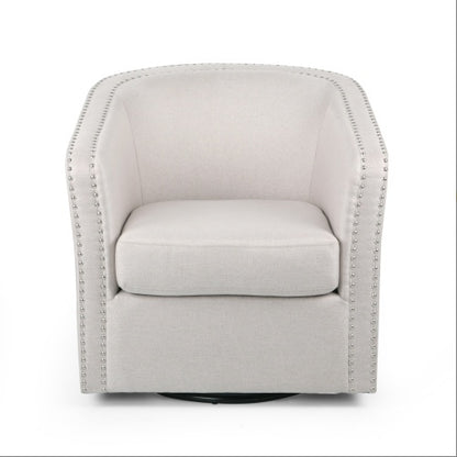 Wheat Linen-Upholstered Swivel Club Chair | Viva