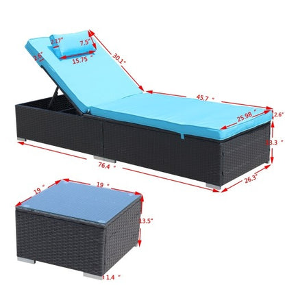 🌴 Viva Breeze™ 3-Piece Blue Patio Chaise Lounge Set – Indulge in Intelligent Outdoor Living