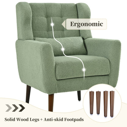 Light Green Teddy Upholstered Accent Chair | Viva Cozy Luxe