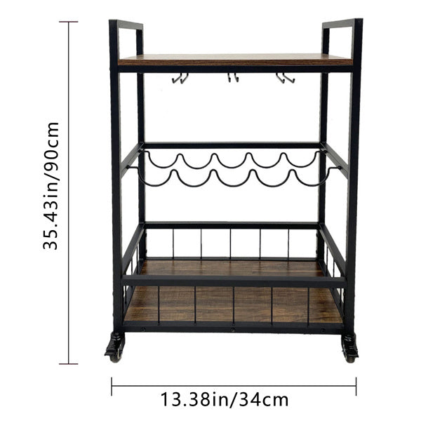 Viva Montclaire 3-Tier Bar Trolley on Wheels