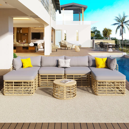 Viva Solara Collection: The Solara Reid 7-Piece Outdoor Sectional Sofa Set