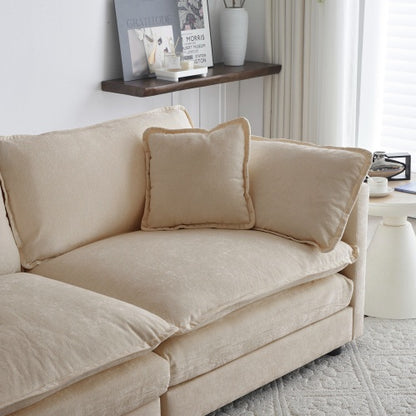 Beige Chenille 3-Seater Sofa with Pillows | Viva Kensington