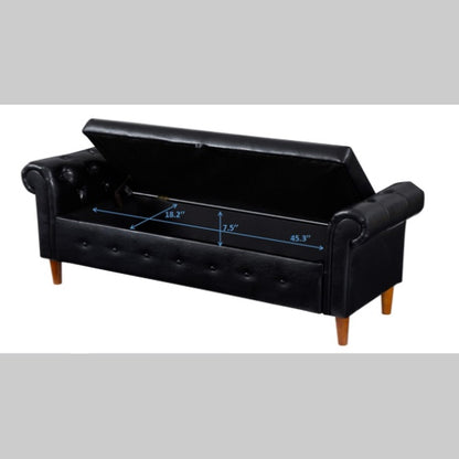 Viva Nexus Black Multifunctional Storage Rectangular Sofa Stool