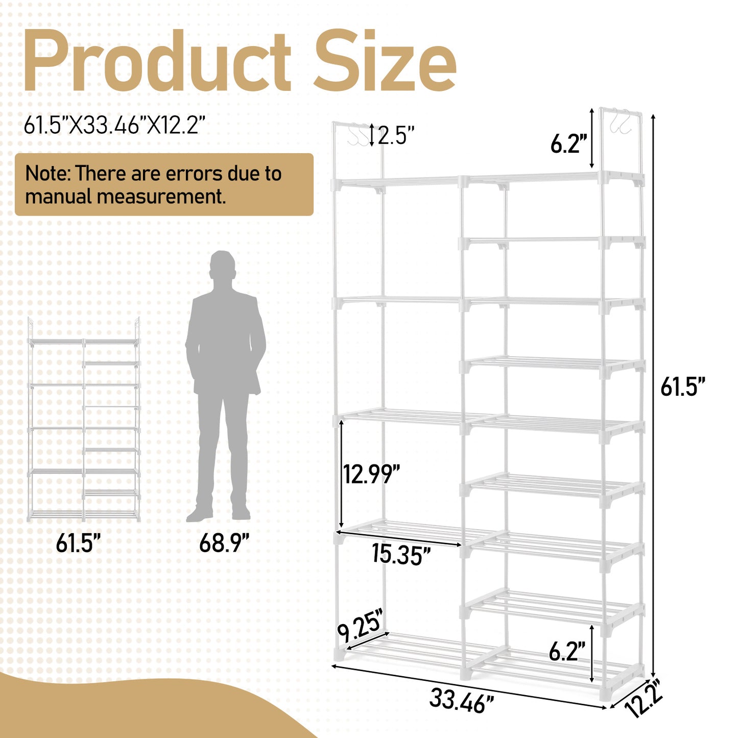 Viva Celestia 9-Tier Double-Row Shoe Rack