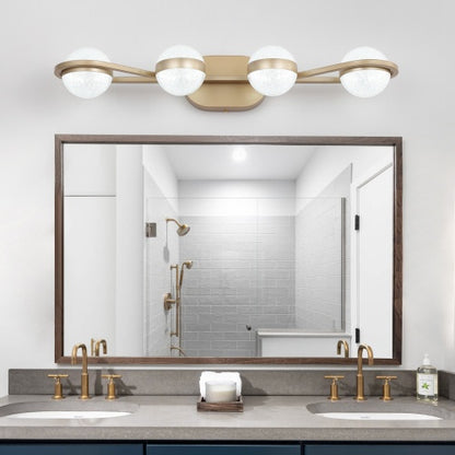 Viva Elite Modern Gold Bathroom Vanity Light - 4-Light LED Wall Fixture with Acrylic Shades