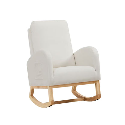 Viva Atelier Serenade Beige Velvet Rocking Chair with Organizer