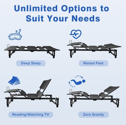 adjustable bed base in a modern home setting