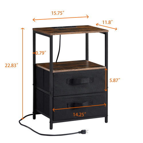 Brown charging nightstand product view