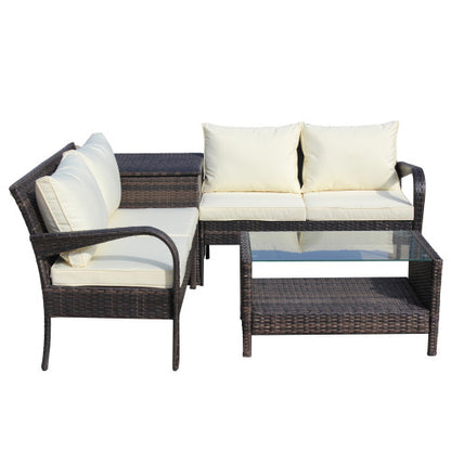 Brown 4-Piece Patio Sectional with Storage | Viva