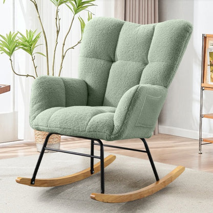 Light Green Teddy-Fabric Rocking Chair | Viva
