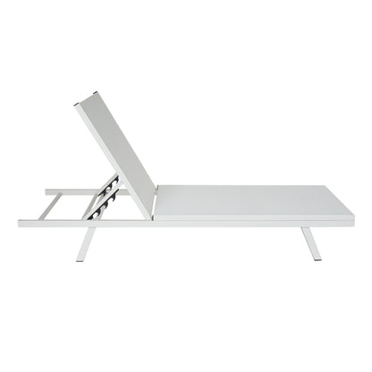 Salton White Adjustable Chaise Lounge, Metal & Mesh | Viva