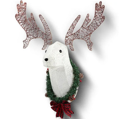 39'' Pre-Lit 3D Reindeer Head Hanging Wreath – The Ultimate Lighted Christmas Wall Decor for Indoor & Outdoor Holiday Display
