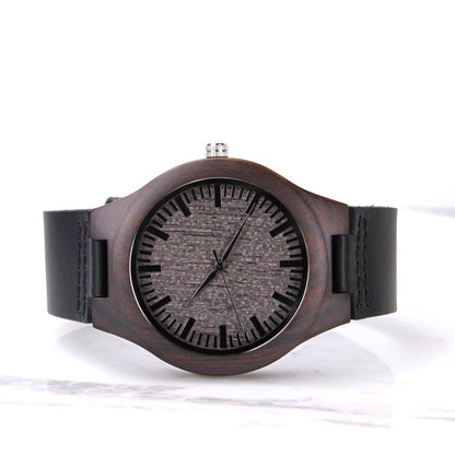 engraved wooden watch with gift-ready everyday style
