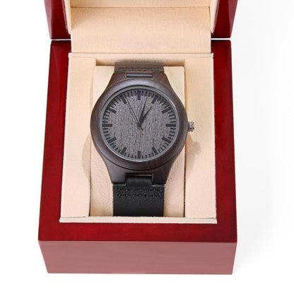 engraved wooden watch for Father’s Day