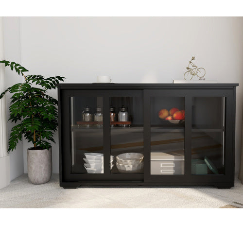 Viva Atelier Noir Modern Glass Door Storage Cabinet