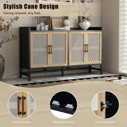 Black & Natural 60-Inch Rattan-Door Sideboard | Viva