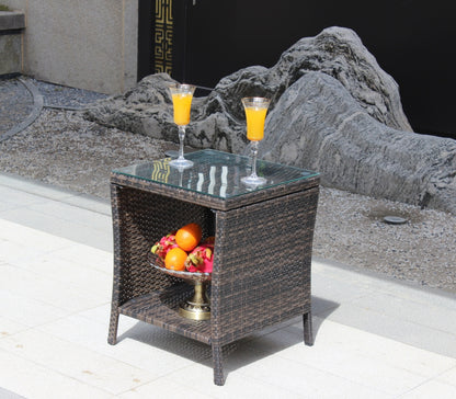 Outdoor Patio Coffee Table with Clear Tempered Glass - Elegant & Weather-Resistant