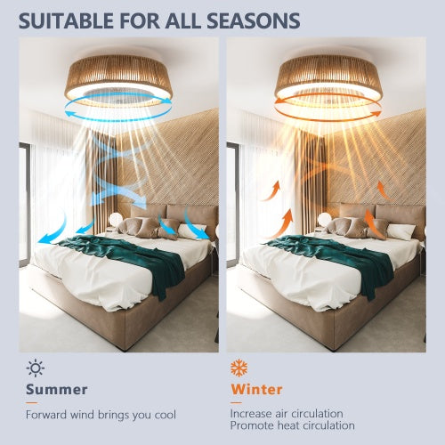 Bohemian Style LED Dimmable Ceiling Light with Built-in Fan & Remote Control