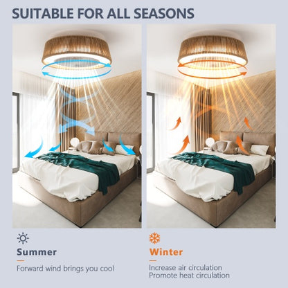 Bohemian Style LED Dimmable Ceiling Light with Built-in Fan & Remote Control