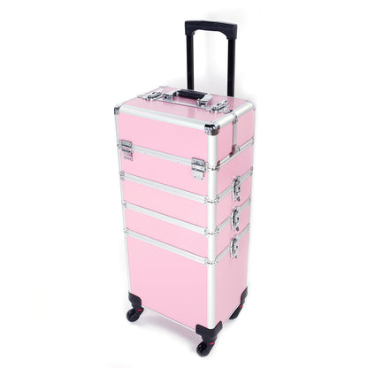 rolling vanity case shown with everyday use details