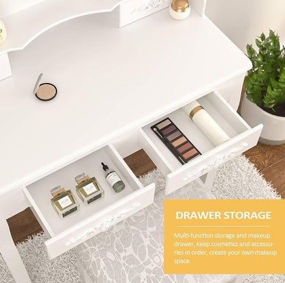 Viva Elite 4-Drawer Vanity Set with Oval Mirror Collection - The Future of Elegant Femininity