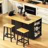Viva Atelier Renaissance XL Large Kitchen Island Cart with Power Outlet & Bar Stools