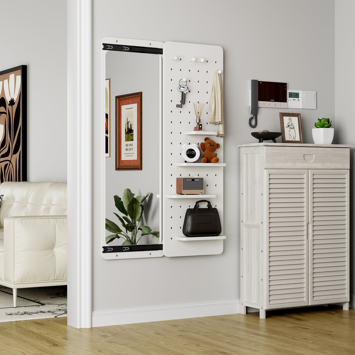 full length wall mirror 47 6" panel mirror with hidden bedroom styling view
