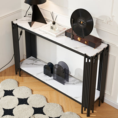 Luxury 2-Tier Marble Side Table – Elegant & Modern Accent for Smart Living