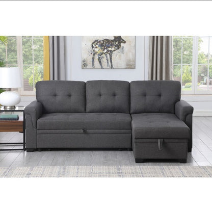 Viva Elite Slate Dark Gray Linen Sleeper Sectional Sofa - The Future of Versatile Luxury