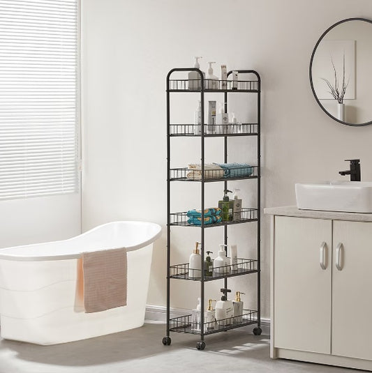 Viva Essentials Collection: 6-Layer Slim Rolling Cart