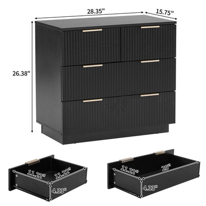 Four-drawer wave nightstand alternate angle