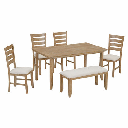 Natural-Finish 6-Piece Dining Set | Viva
