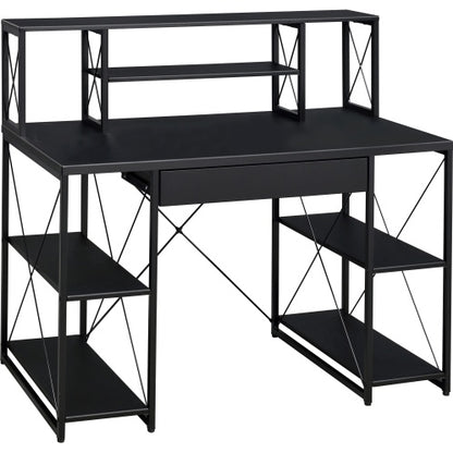 Office Desk with Shelving & Hutch – 3 Finishes | Viva Noir Éclat