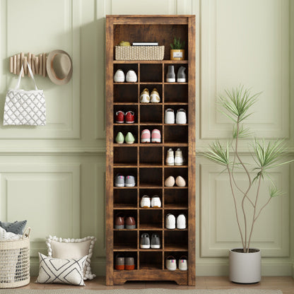 Rustic Brown Tall Shoe Cabinet Console | Viva